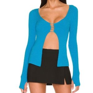 Cutout knit long sleeve Benni Sweater NBD Cerulean Blue